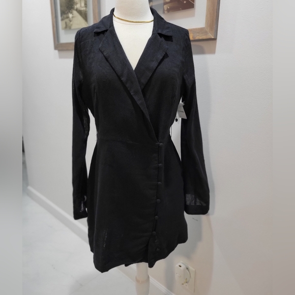 Free People Dresses & Skirts - NWT FP wrap dress black noir collar M